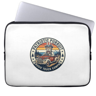 Patriotisk Farbror Sam Katt Retro Solnedgång T-Shi Laptop Fodral