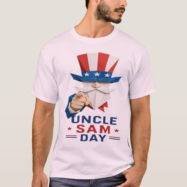 Patriotisk farbror Sam Papperskonst - USA Farbror  T Shirt (Framsida)