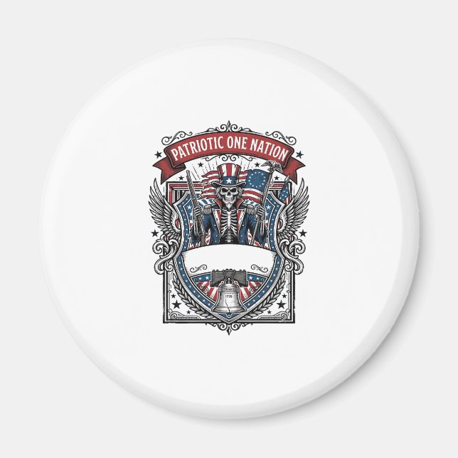 Patriotisk Farbror Sam Skelett Mörk Patriot Skelet Magnet (Framsidan)