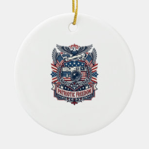 Patriotisk filmkamerabeundrare vektor grafisk t-sh julgransprydnad keramik