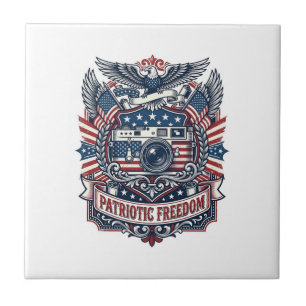 Patriotisk filmkamerabeundrare vektor grafisk t-sh kakelplatta