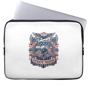 Patriotisk filmkamerabeundrare vektor grafisk t-sh laptop fodral