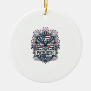 Patriotisk Fireworks Festival Vektor Grafisk T-shi Julgransprydnad Keramik