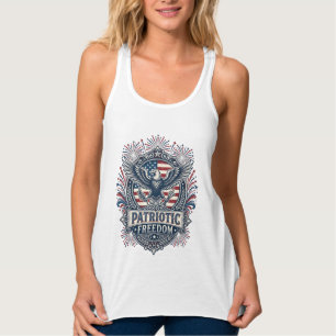 Patriotisk Fireworks Festival Vektor Grafisk T-Shi Linne Med Racerback