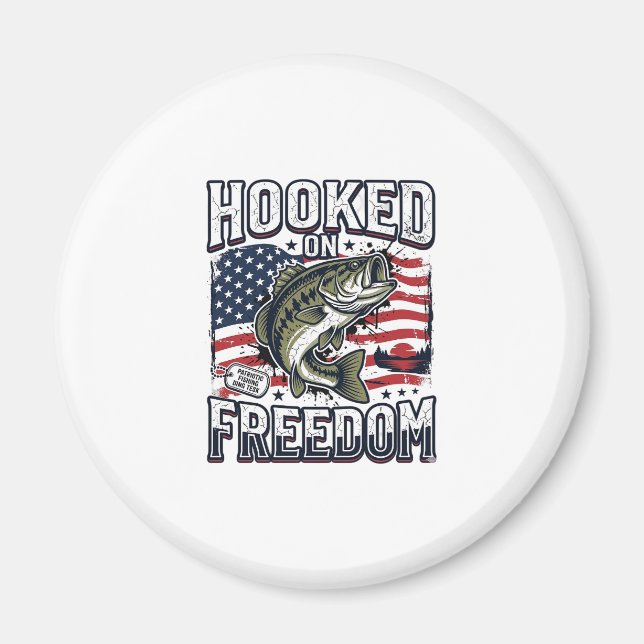 Patriotisk fiske krokad på frihet vintage bas magnet (Framsidan)