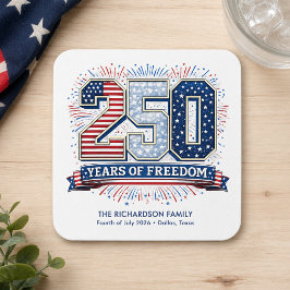 Patriotisk fjärde juli 2026 familje firande underlägg papper kvadrat