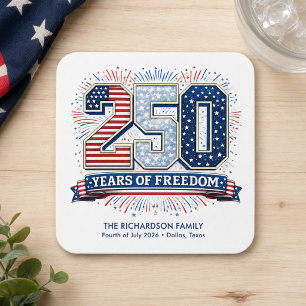 Patriotisk fjärde juli 2026 familje firande underlägg papper kvadrat