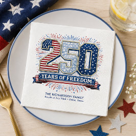 Patriotisk fjärde juli 2026 familjefirande pappersservett