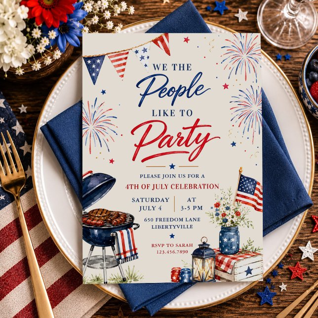 Patriotisk fjärde juli grillfest  inbjudningar (Skapare uppladdad)
