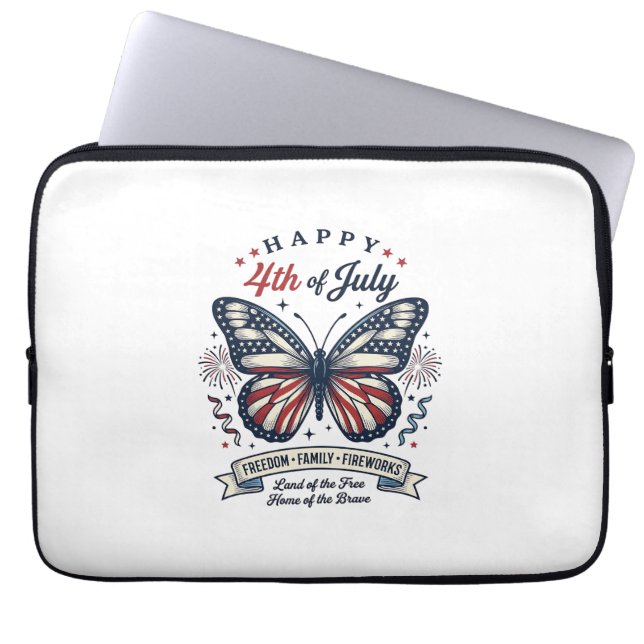 Patriotisk fjäril Glad 4:e juli skjortdesign Laptop Fodral (Framsidan)