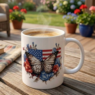 Patriotisk fjäril till USA:s självständighetsdag Kaffemugg