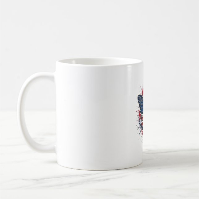 Patriotisk Fjäril Vintage Gravyr Vektor Design Kaffemugg (Vänster)
