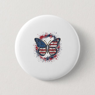 Patriotisk Fjäril Vintage Gravyr Vektor Design Knapp