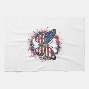 Patriotisk Fjäril Vintage Gravyr Vektor Design Kökshandduk