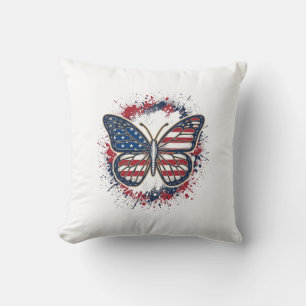 Patriotisk Fjäril Vintage Gravyr Vektor Design Kudde