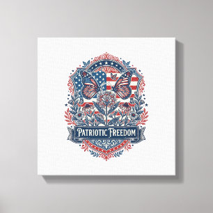 Patriotisk fjärilsträdgård vektor grafisk t-shirt_ canvastryck