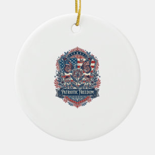 Patriotisk fjärilsträdgård vektor grafisk t-shirt_ julgransprydnad keramik