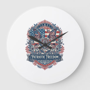Patriotisk fjärilsträdgård vektor grafisk t-shirt_ stor klocka