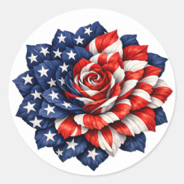 Patriotisk flagg blomsterillustration runt klistermärke