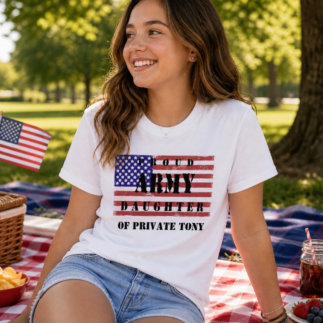 Patriotisk flagg stolt armé dotter skjorta t shirt (Patriotic Flag Proud Army Daughter Shirt)