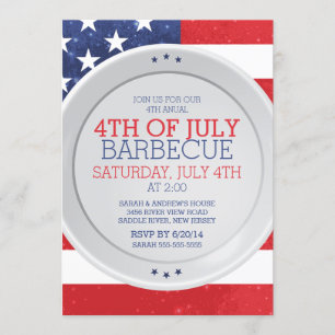 Patriotisk Flagga 4 JULY Summer Barbecue Party Inbjudningar