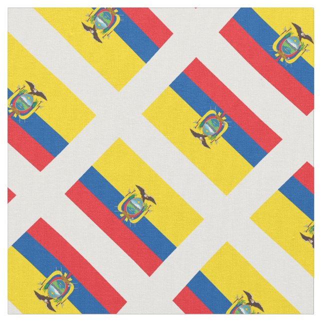 Patriotisk: Flagga av Ecuador Print Tyg (Närbild)