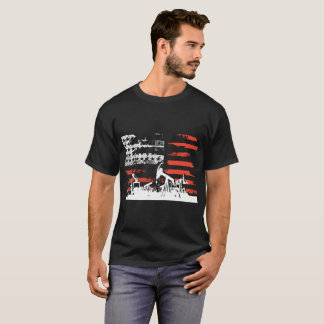 Patriotisk flagga för Oilfield med olje- pumpa T Shirt