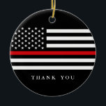 Patriotisk flagga för tunn text för röd linje |<br><div class="desc">En themed prydnad för tunn flagga för röd linje patriotisk.   Fira de brandmän som sätter deras liv på fodra varje dag.</div>