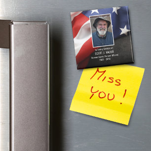 Patriotisk Flagga i Loving Memory Sympathy Photo Magnet