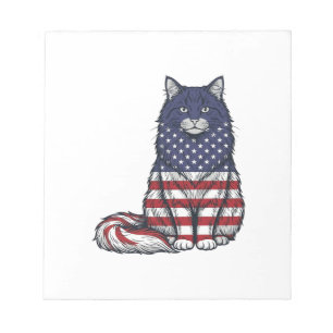 Patriotisk Flagga Katt Vintage Gravyr Tröja Design Anteckningsblock