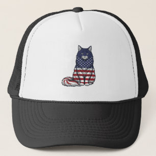 Patriotisk Flagga Katt Vintage Gravyr Tröja Design Keps
