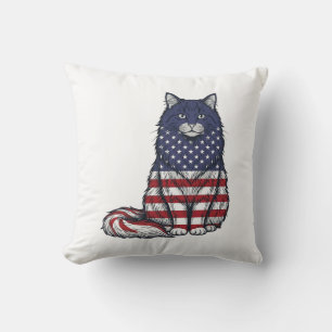 Patriotisk Flagga Katt Vintage Gravyr Tröja Design Kudde