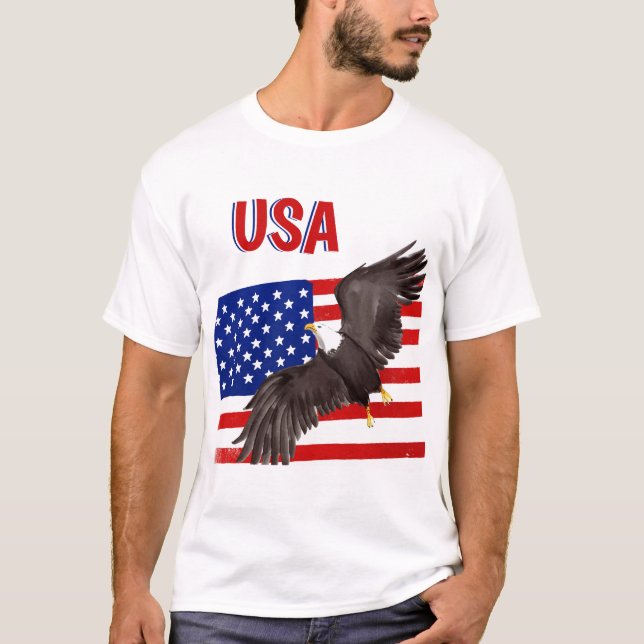 Patriotisk Flagga och Eagle T-shirt (Framsida)