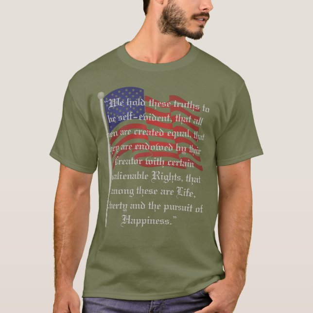 Patriotisk Flagga och självständighetsförklaringen T-shirt (Framsida)