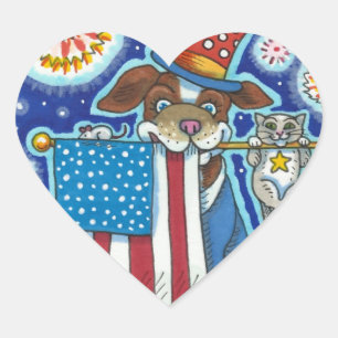 PATRIOTISK FLAGGA PET-MOUSE, CUTE FUNNY HJÄRTFORMAT KLISTERMÄRKE