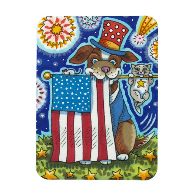 PATRIOTISK FLAGGA PET-MOUSE, CUTE FUNNY MAGNET (Vertikal)