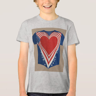 Patriotisk flagghand över hjärtat – minimalistisk t shirt