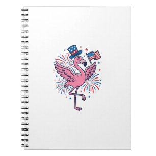 Patriotisk Flamingo Fyrverkerier Vector Design_1 Anteckningsbok