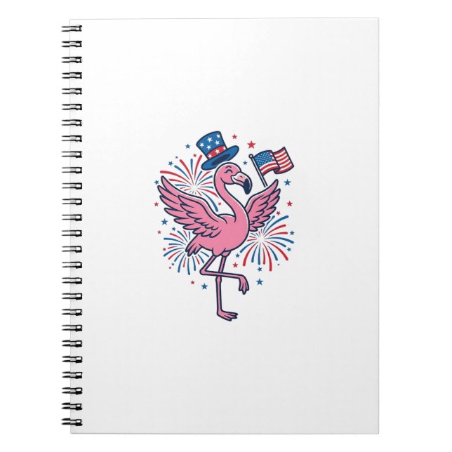 Patriotisk Flamingo Fyrverkerier Vector Design_1 Anteckningsbok (Framsidan)