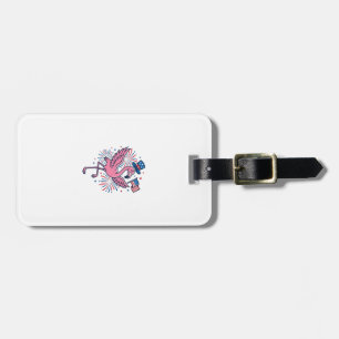 Patriotisk Flamingo Fyrverkerier Vector Design_1 Bagagebricka
