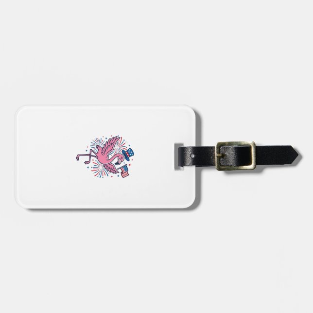 Patriotisk Flamingo Fyrverkerier Vector Design_1 Bagagebricka (Horisontell Framsida)