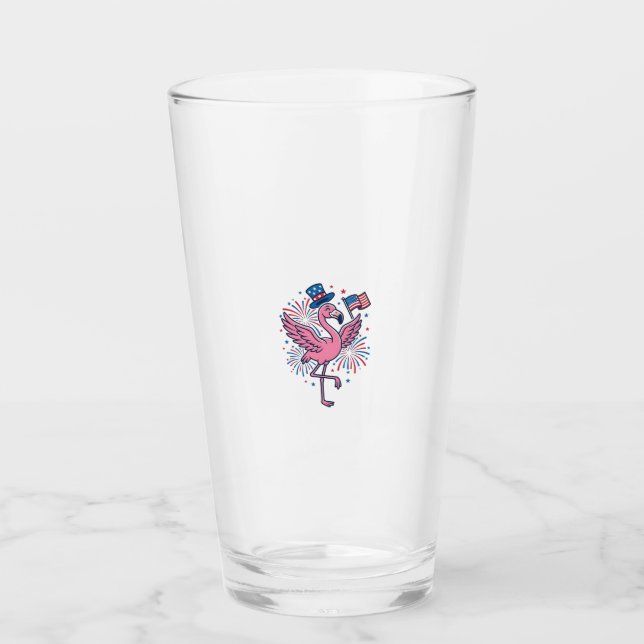 Patriotisk Flamingo Fyrverkerier Vector Design_1 Glaskopp (Framsida)