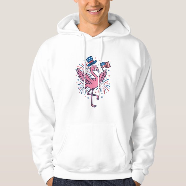 Patriotisk Flamingo Fyrverkerier Vector Design_1 Hoodie (Framsida)