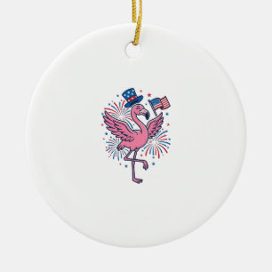 Patriotisk Flamingo Fyrverkerier Vector Design_1 Julgransprydnad Keramik