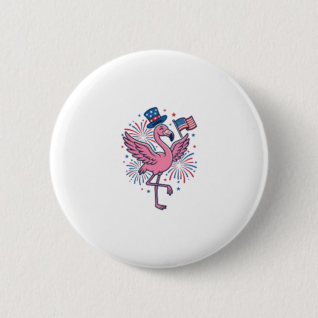 Patriotisk Flamingo Fyrverkerier Vector Design_1 Knapp (Framsida)