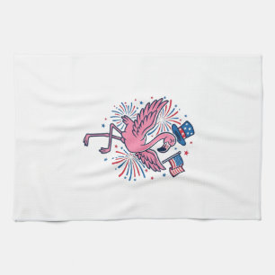 Patriotisk Flamingo Fyrverkerier Vector Design_1 Kökshandduk