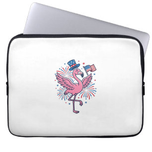Patriotisk Flamingo Fyrverkerier Vector Design_1 Laptop Fodral