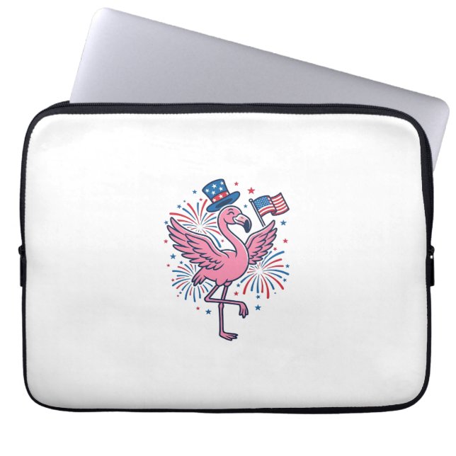 Patriotisk Flamingo Fyrverkerier Vector Design_1 Laptop Fodral (Framsidan)