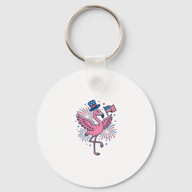 Patriotisk Flamingo Fyrverkerier Vector Design_1 Nyckelring (Framsida)