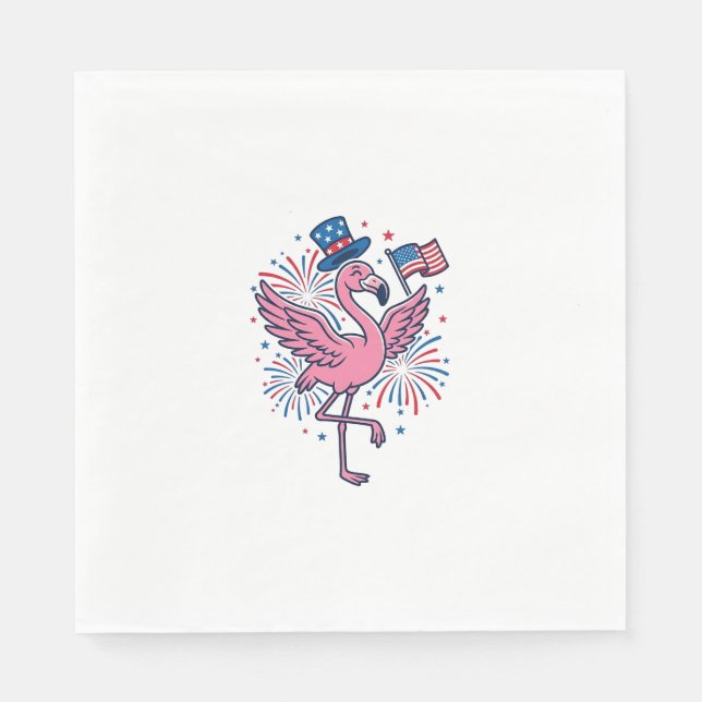 Patriotisk Flamingo Fyrverkerier Vector Design_1 Pappersservett (Framsidan)